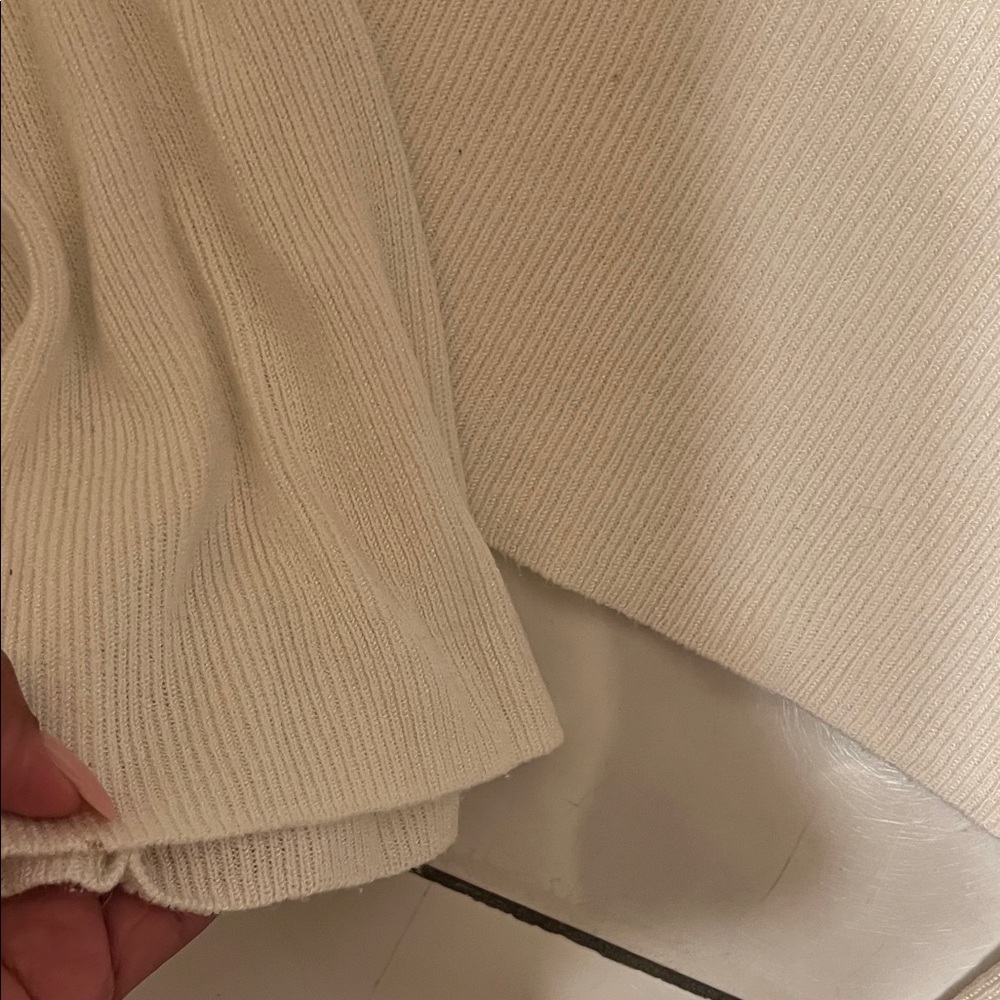 Zara Cream Ribbed Blouse - Picture 4 of 7